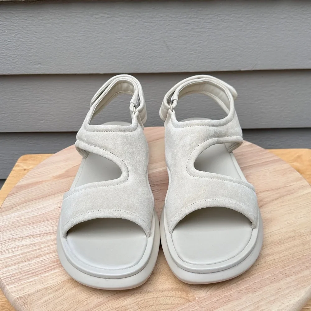 Vince Glyn Suede Platform Sandals Bone White Slingback Womens 9 EUR 40